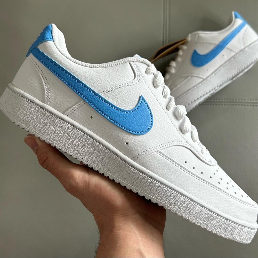 SIZE 10.5 - NIKE COURT VISION NEXT NATURE LOW WHITE UNIVERSITY BLUE - WOMENS